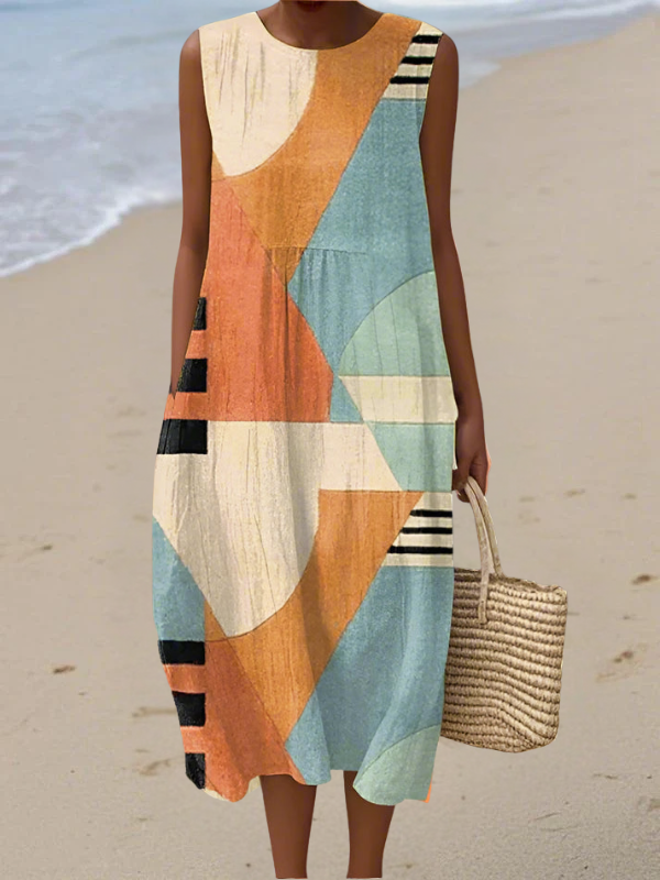 Iris™ | Robe Midi Géométrique Maison Liore