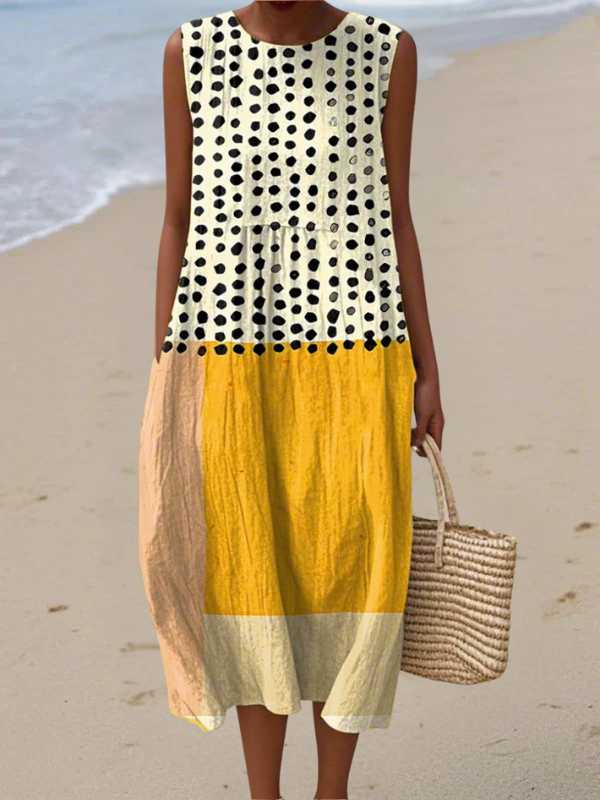 Leah™ | Robe Midi Colorblock à Pois Maison Liore