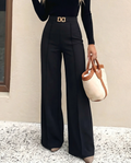 Pantalon noir à taille haute et à jambes larges SELUNE