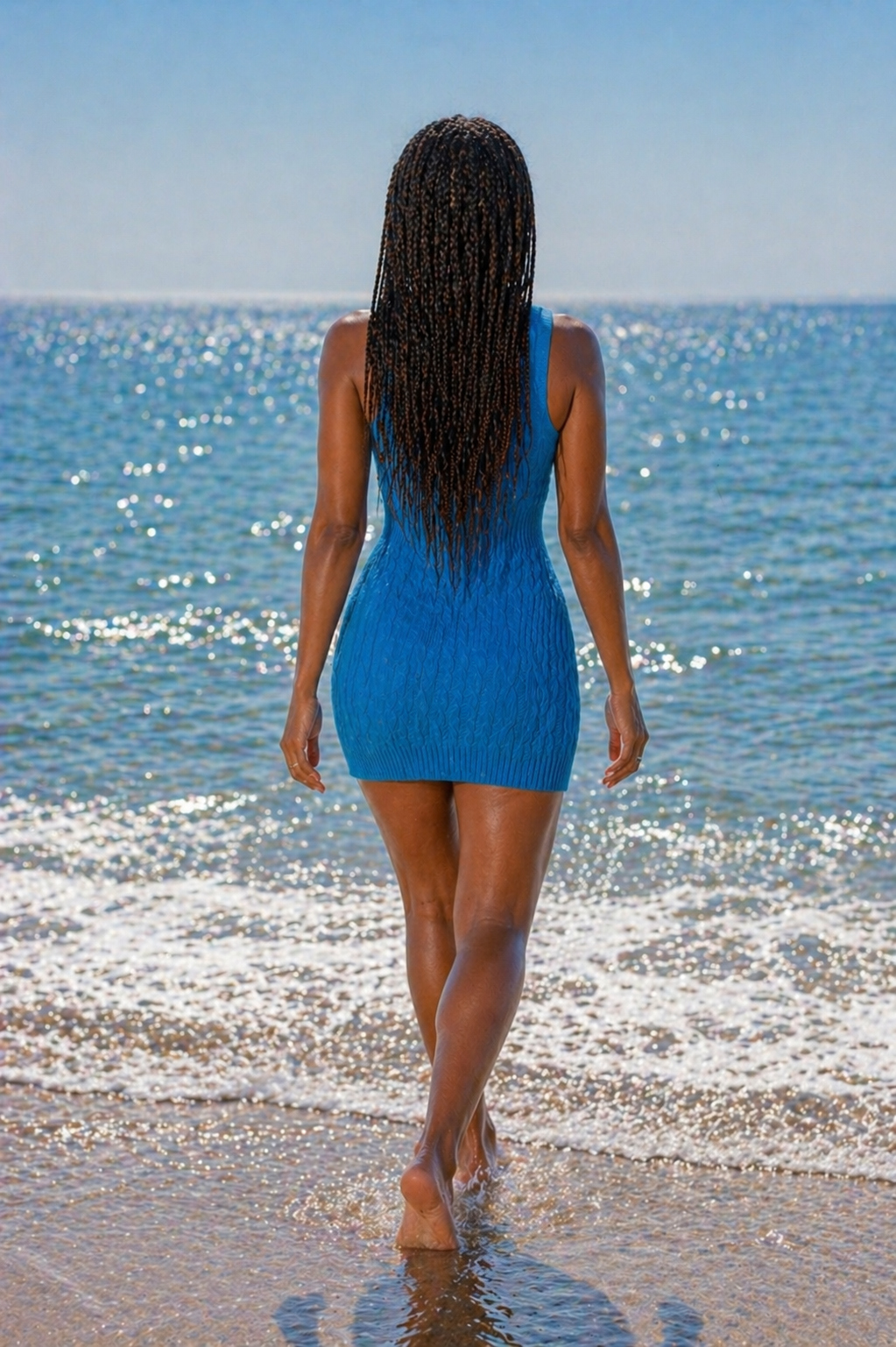 Decorative Button Sleeveless Cable-Knit Dress Trendsi