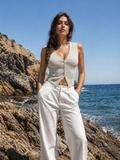 Striped Button-Down Cropped Sweater Vest Trendsi