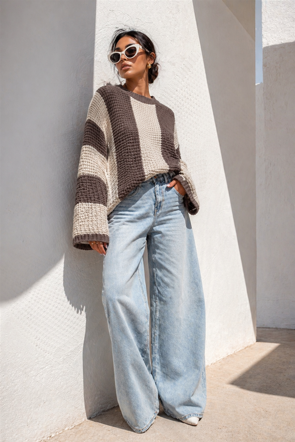 Sienna Stripe Knit Sweater Trendsi