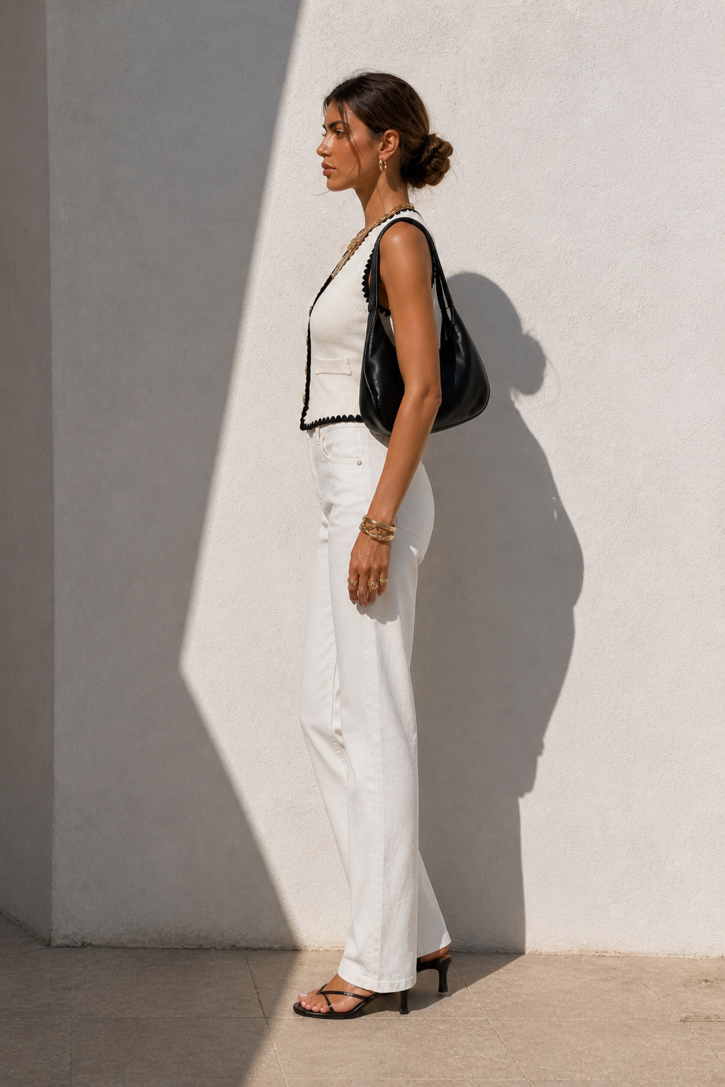 Camille Contrast Knit Vest Trendsi