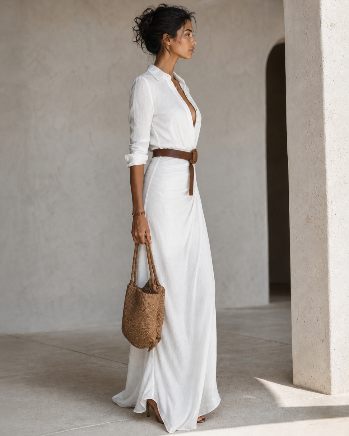 Full Size Ruched Long Sleeve Maxi Dress Plus Size Trendsi