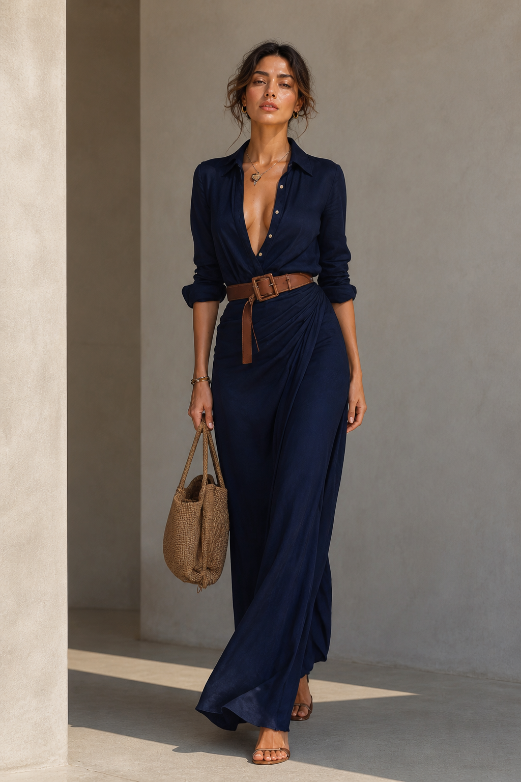 Full Size Ruched Long Sleeve Maxi Dress Plus Size Trendsi