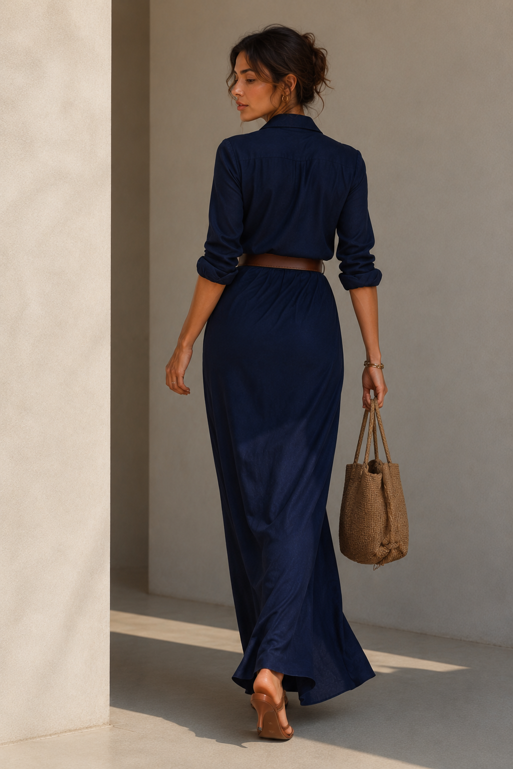 Full Size Ruched Long Sleeve Maxi Dress Plus Size Trendsi