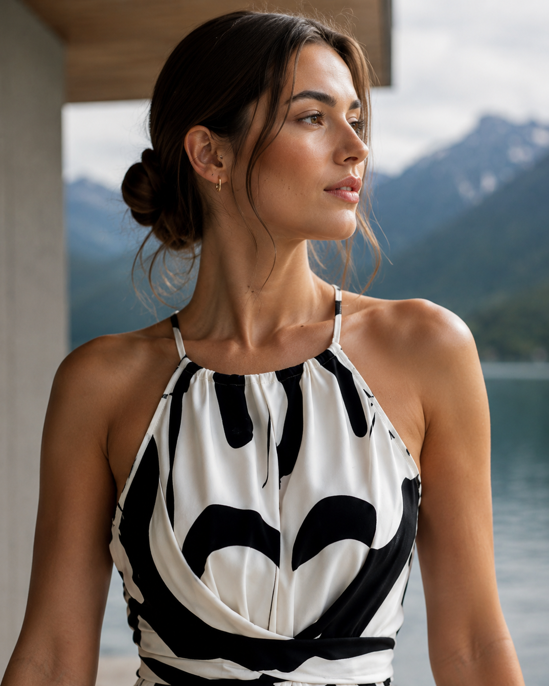 Abstract Print Sleeveless Wide Leg Jumpsuit Trendsi