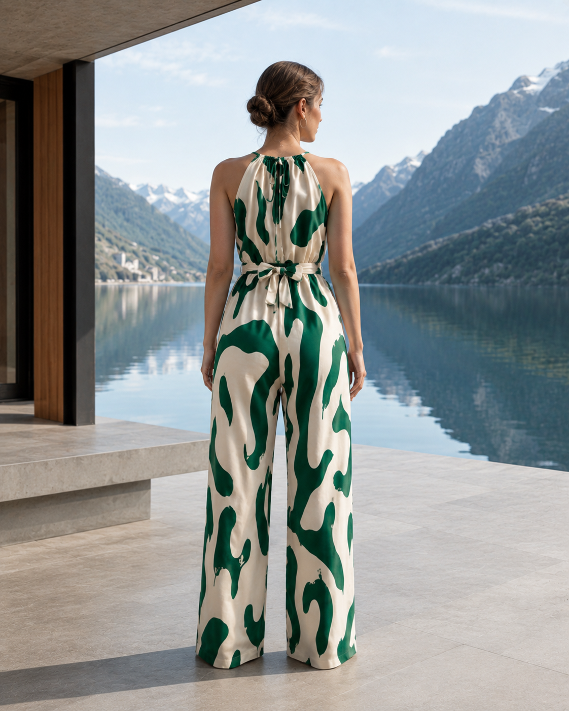 Abstract Print Sleeveless Wide Leg Jumpsuit Trendsi