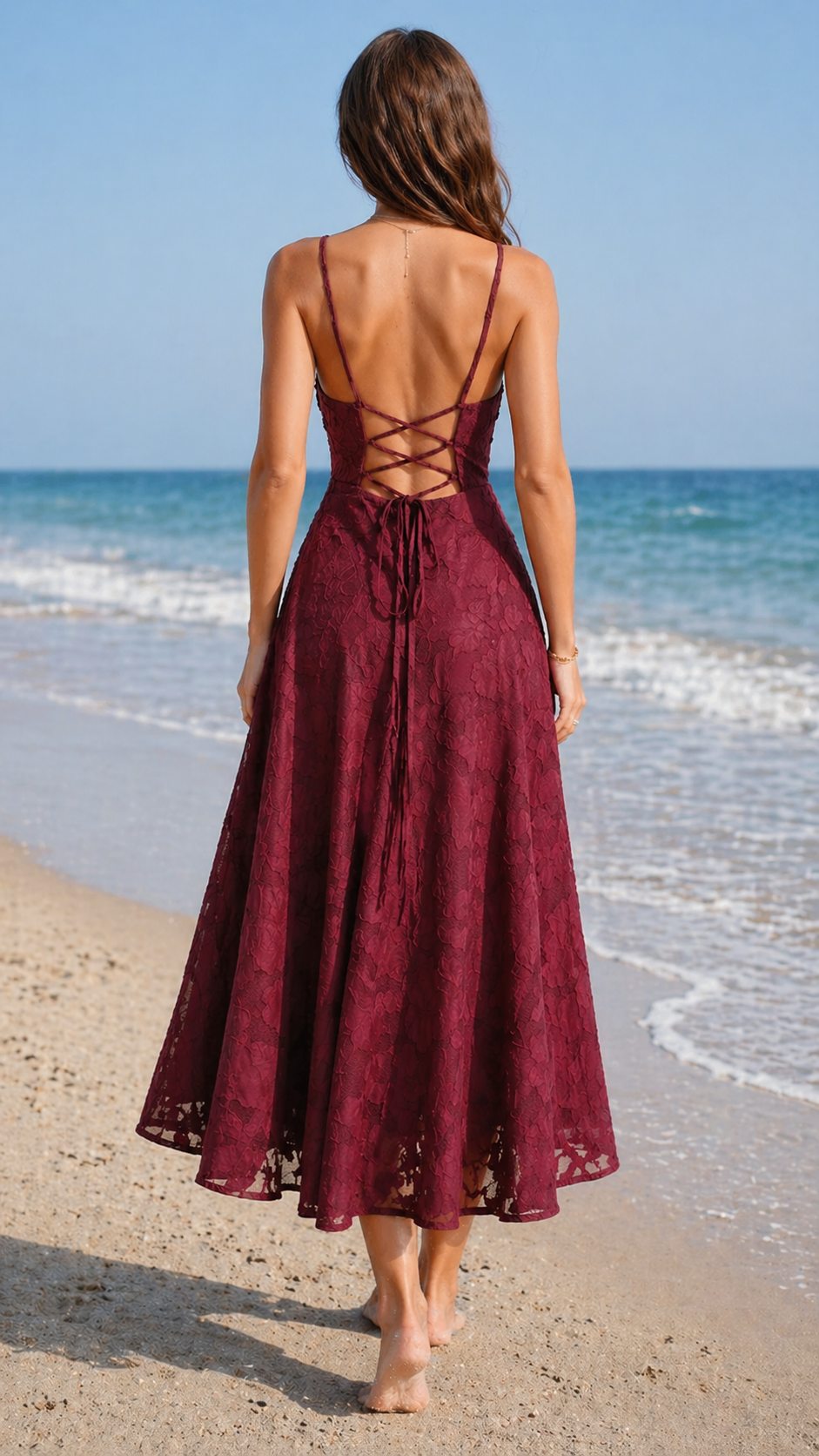 Robe en jacquard Rouge Vin - Élégante et intemporelle Mi tienda