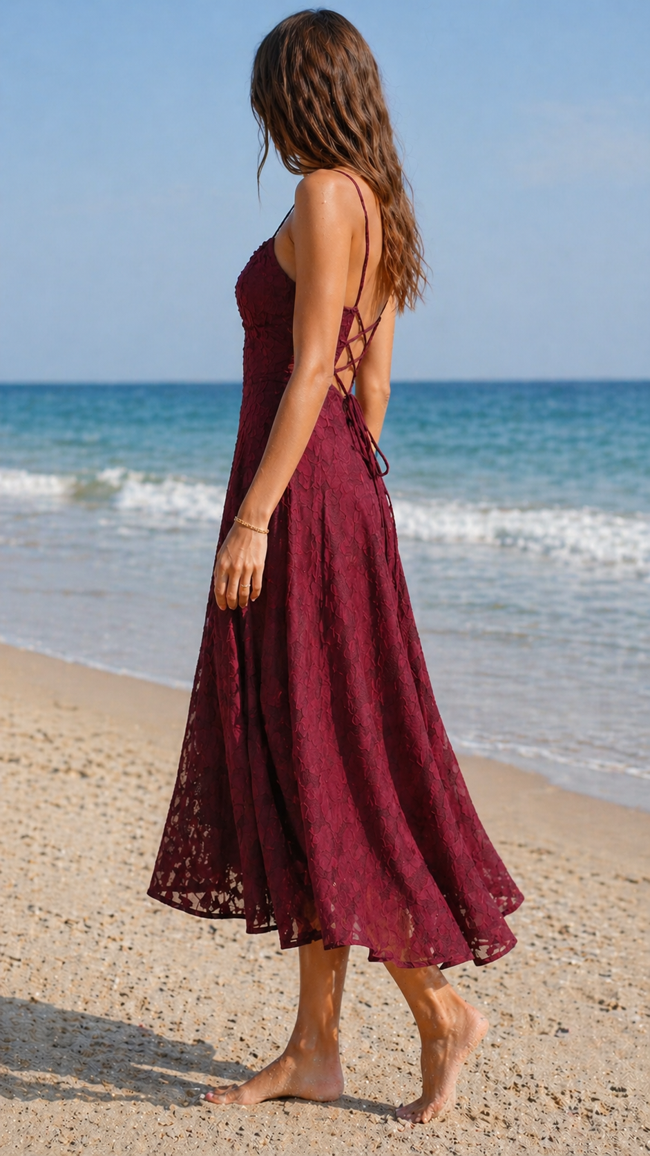 Robe en jacquard Rouge Vin - Élégante et intemporelle Mi tienda