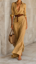 Robe longue La Rochelle avec ceinture – Élégance intemporelle et féminité Mi tienda
