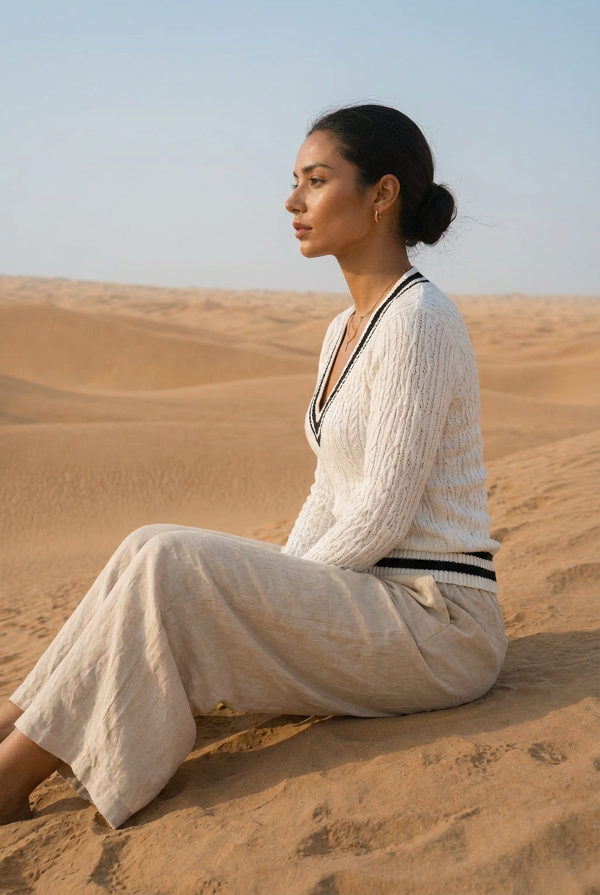 Classic V-Neck Cable Knit Sweater Trendsi