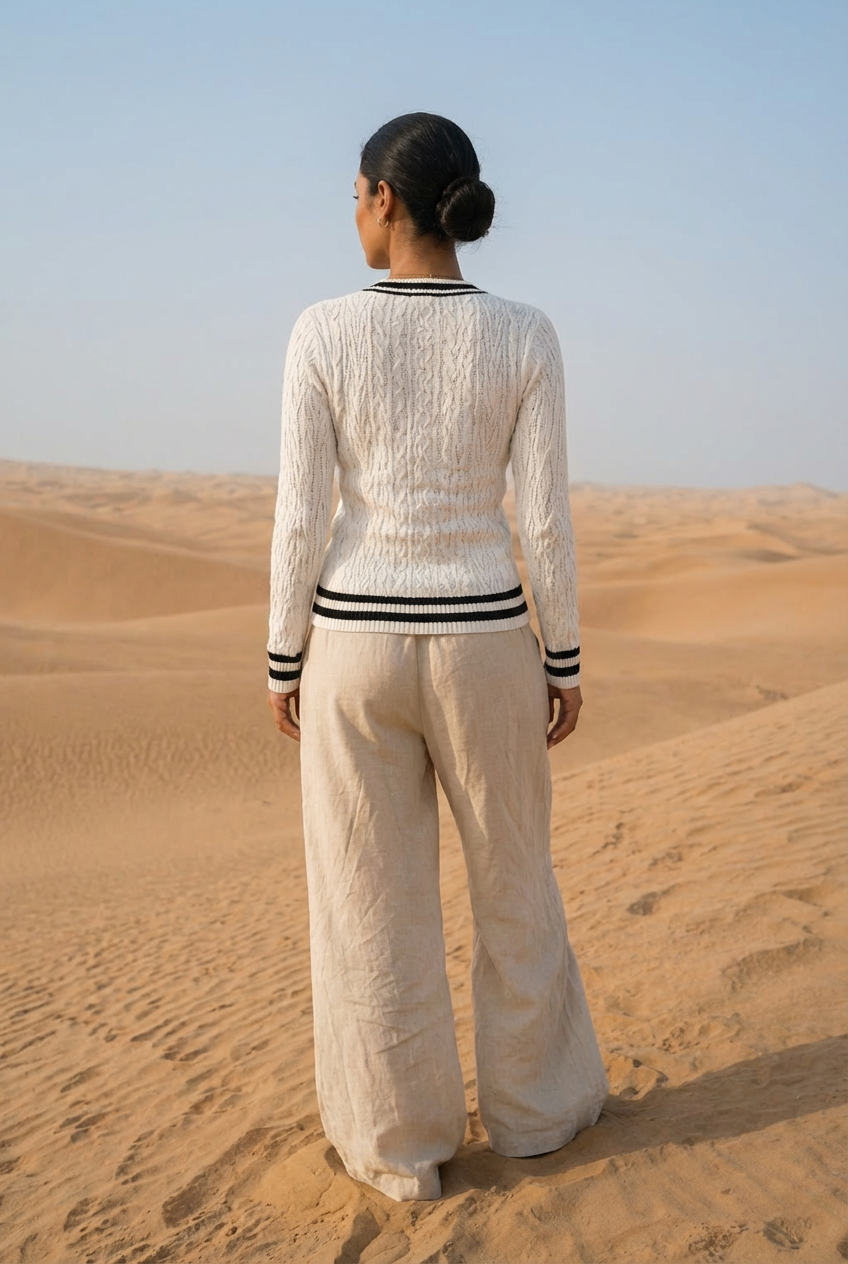 Classic V-Neck Cable Knit Sweater Trendsi