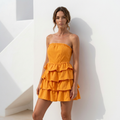 Strapless Ruffle Layered Game Day Cheer Up Dress Trendsi