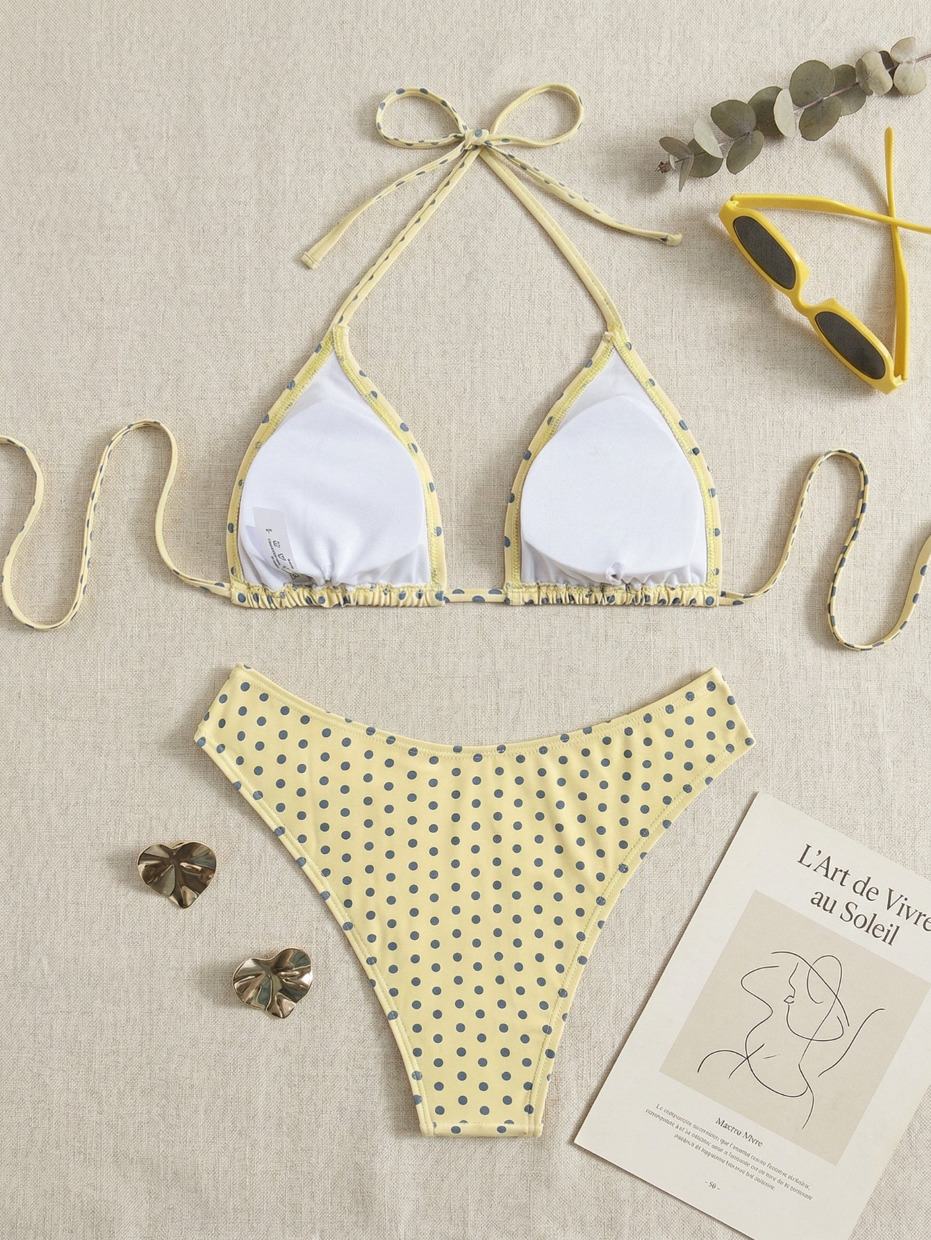 Bikini à pois, doux et mignon, à coupe haute sur les côtés - ensemble deux pièces BEACHEERS