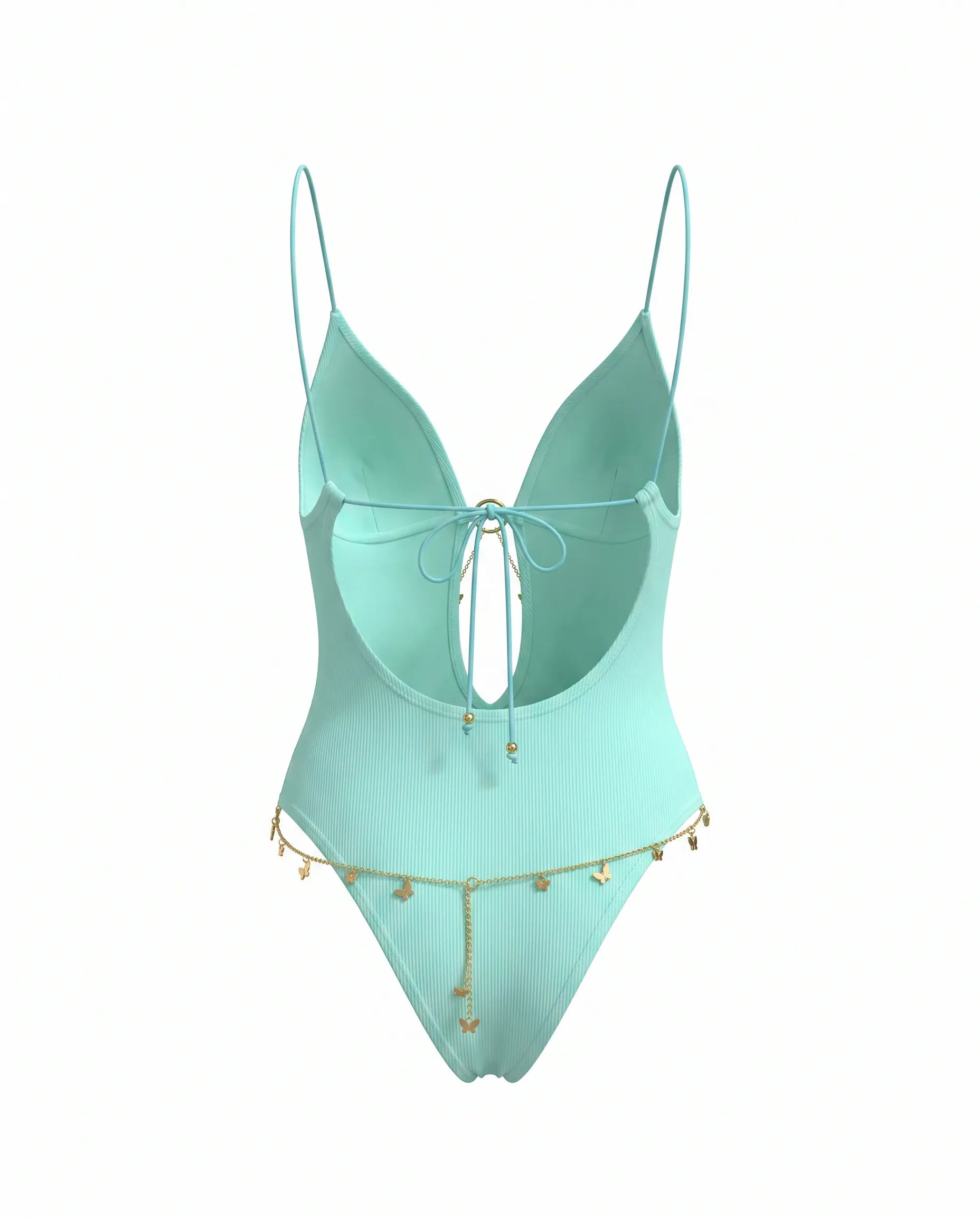 Maillot de bain une pièce vert menthe avec détail chaîne SELUNE