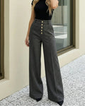 Pantalon gris à taille haute à jambes évasées SELUNE