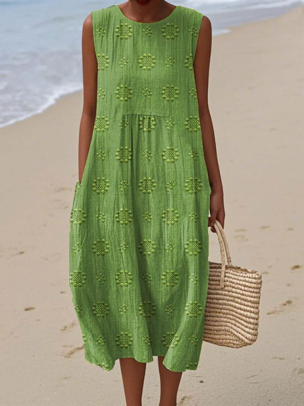 Sara™ | Robe Midi à Motifs Maison Liore