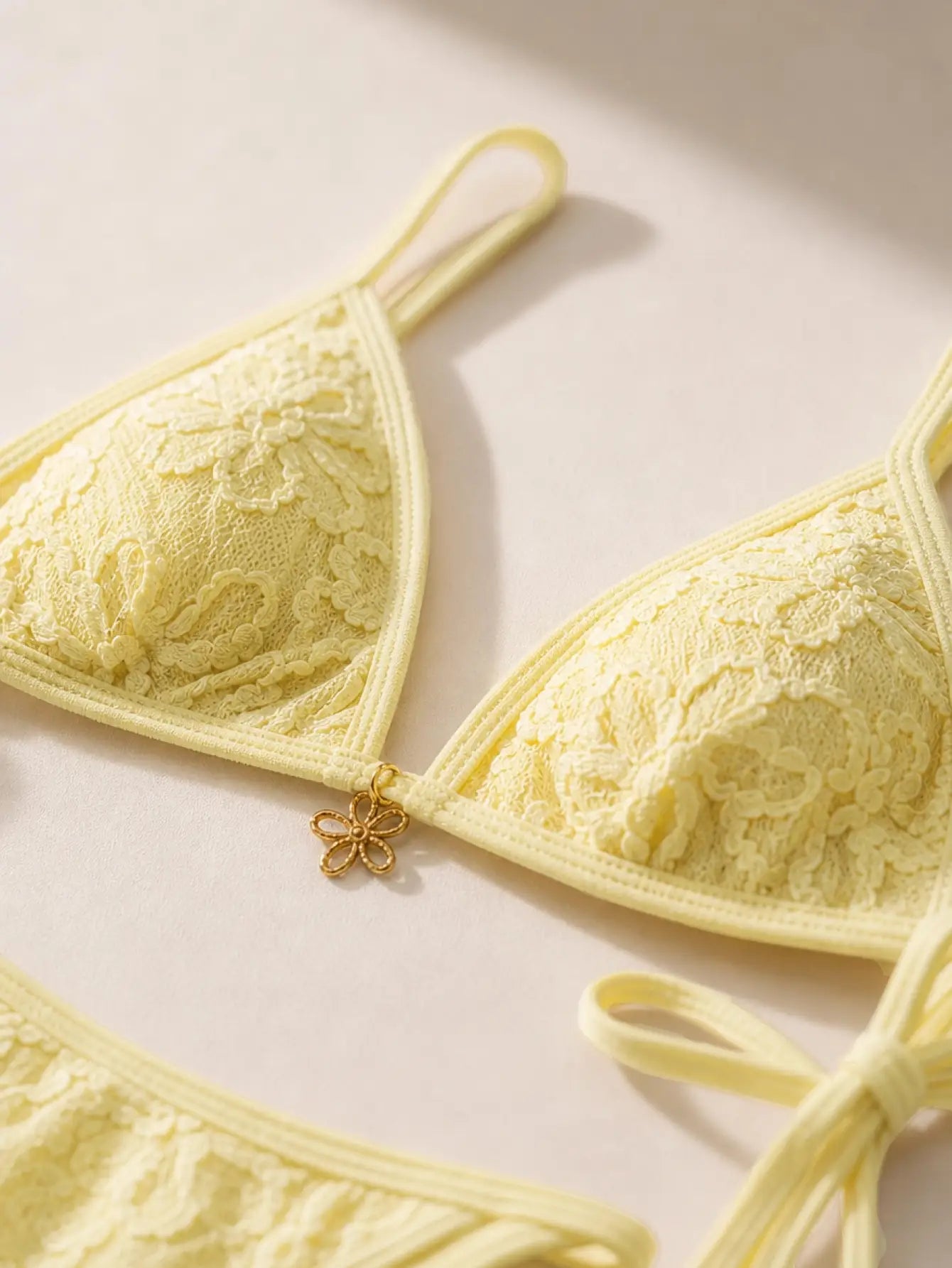Ensemble de bikini jaune vif à col halter pour femmes BEACHEERS